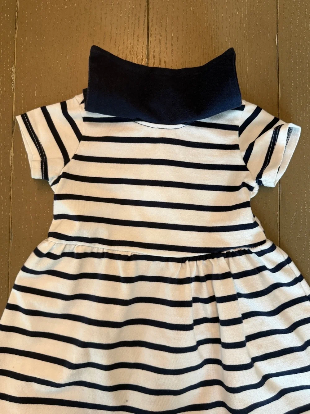 Sperry Baby Girls’ Short-Sleeve Nautical Navy Stripe Sailor Dress • Size 12M